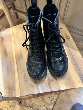 Target Black Patent Lace-Up Kids Boots